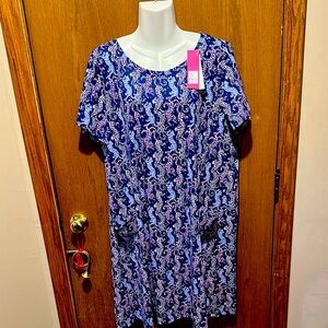 Lilly Pulitzer cheetah Blue and Pink Patterned Dress new with tags xxl
